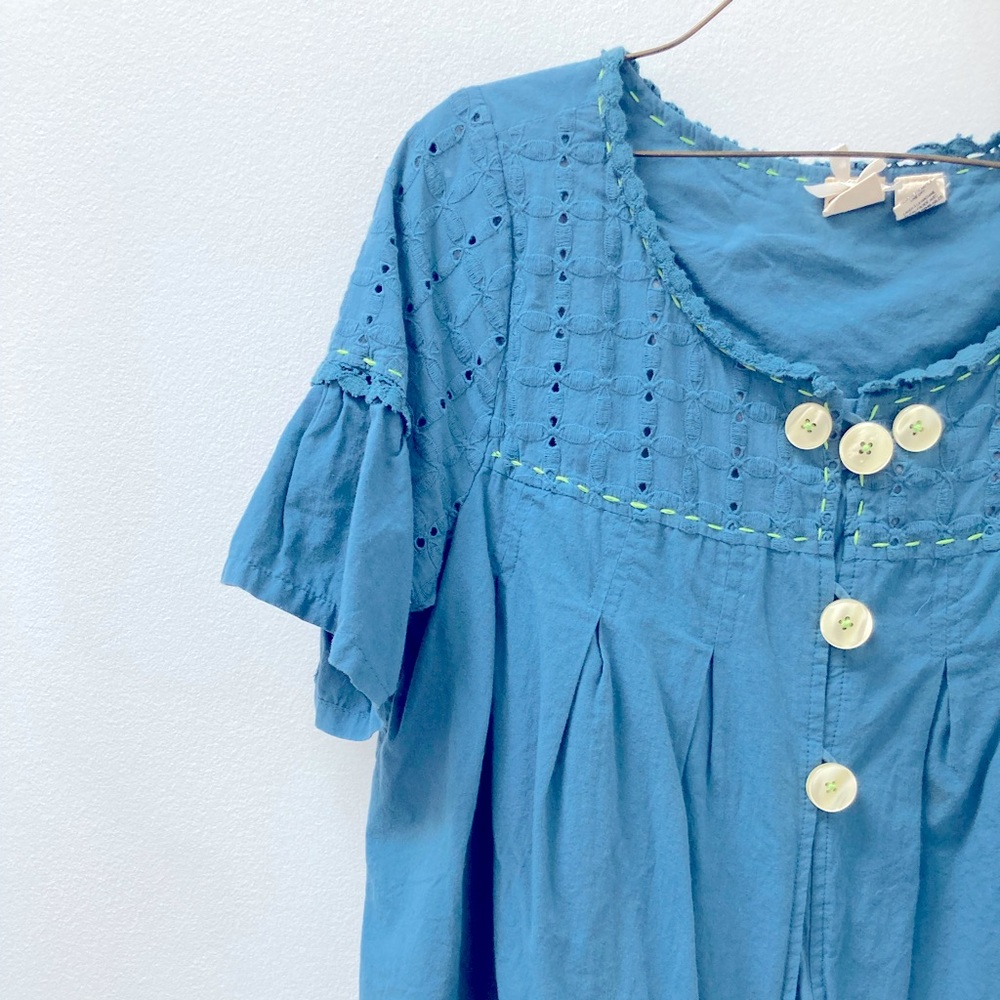 Nick & Mo teal boho jacket with eyelet detailing size large